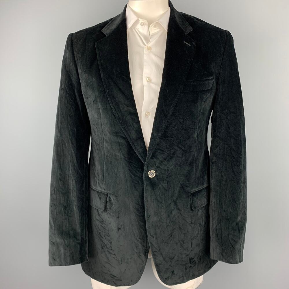 DOLCE & GABBANA Size 40 Regular Black Cotton Velvet Sport Coat